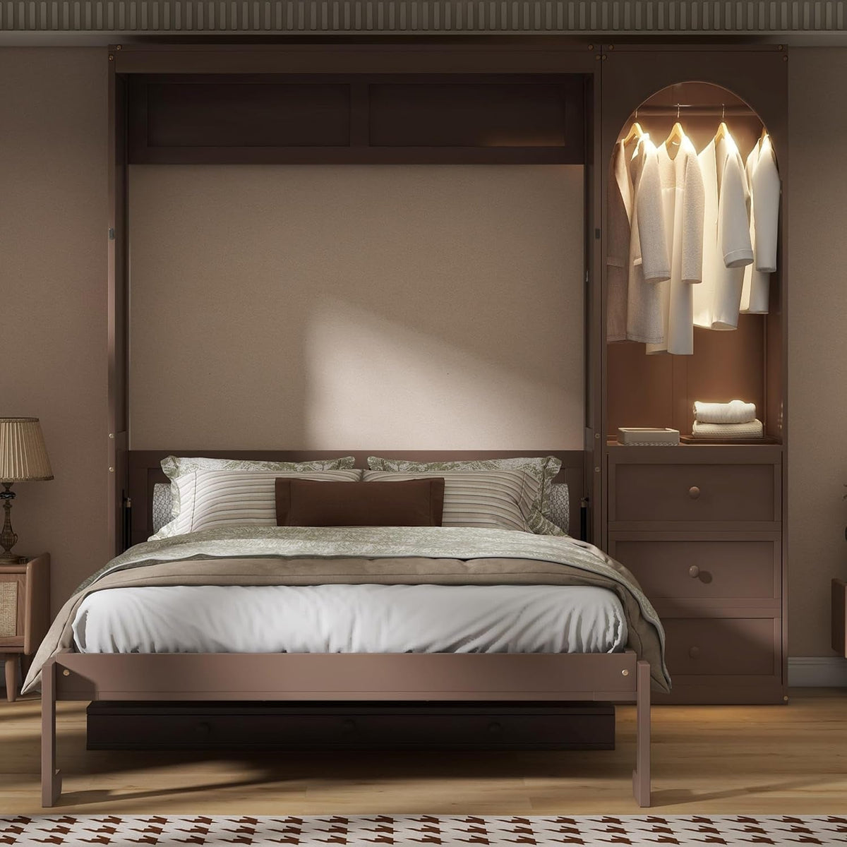 Queen Murphy Bed With Customizable Storage Drawers-3