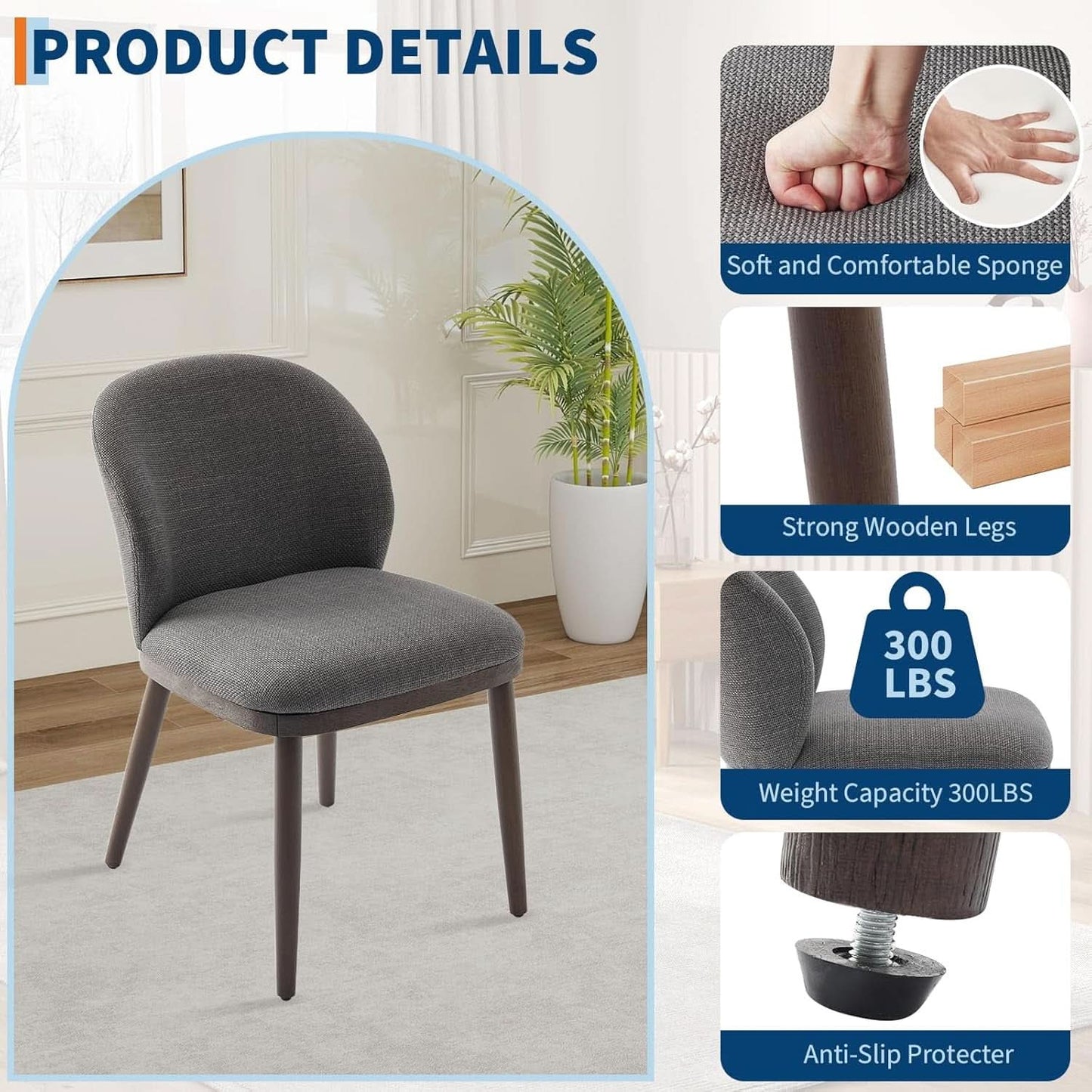 Dining Chairs Set Collection Upholstered Wood Legs