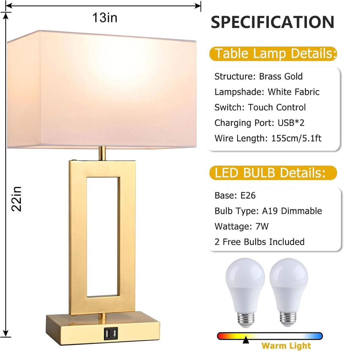 Sumptuous Luxurious Gold White TwentyTwoInch Table Lamps