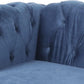 Three Piece Blue Velvet Chesterfield Sofa Set With Club Chair And Loveseat For Living Room-4