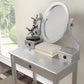 Silver Contemporary Vanity Table With Swivel Mirror