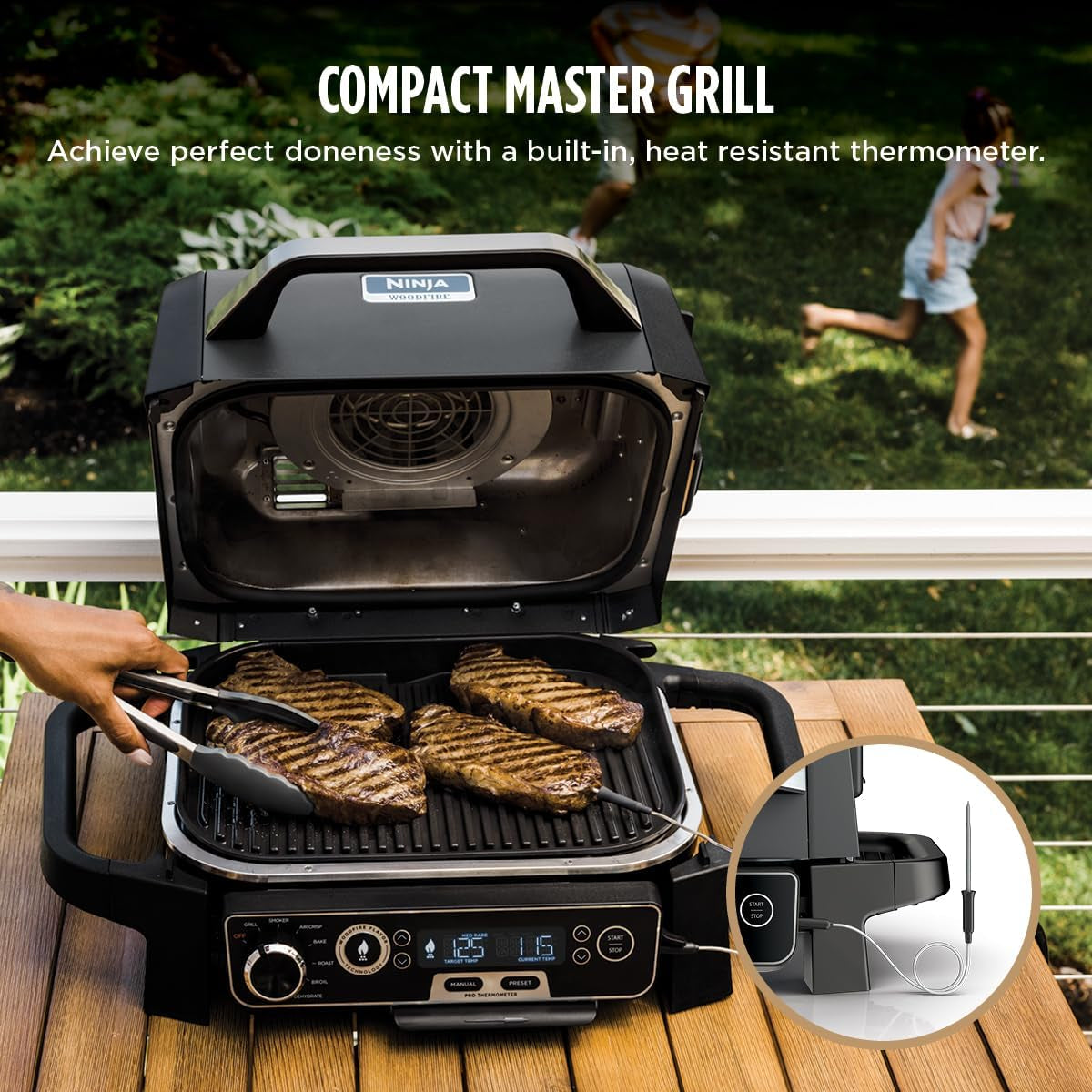 Woodfire Pro Outdoor Grill XL Grey Thermometer Readout