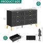 Fluted Stainlesssteel Dresser Six Drawer Black Mattefinish