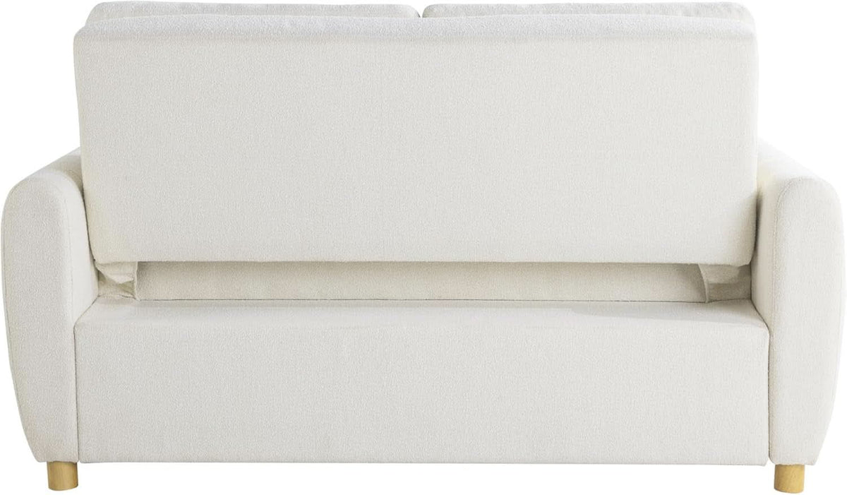 Convertible Sleeper Loveseat 66 Inch Polyester Ivory