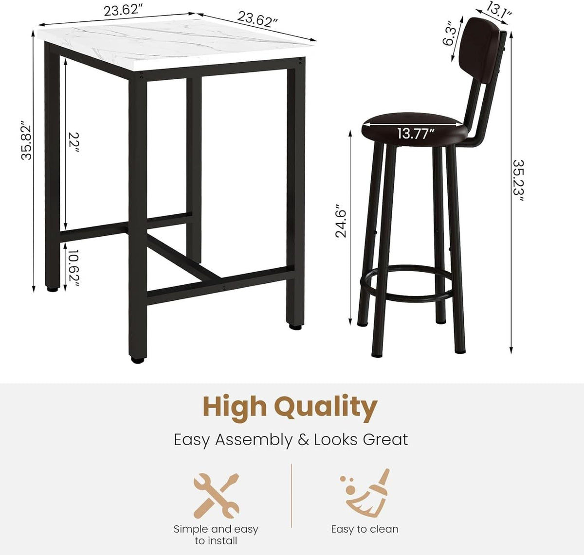White 24Inch Square Dining Table Set Space Savvy Design