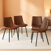 Brown Polyurethane Leather Dining Chairs Quadruple Set