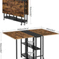 Rustic Brown Expandable Folding Dining Table With 6 Wheels