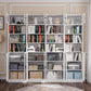 White Glass Doors Bookcase Featuring Practical Storage Design
