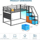 Twin Bunk Bed With Integrated Full Length Storage Drawers Black