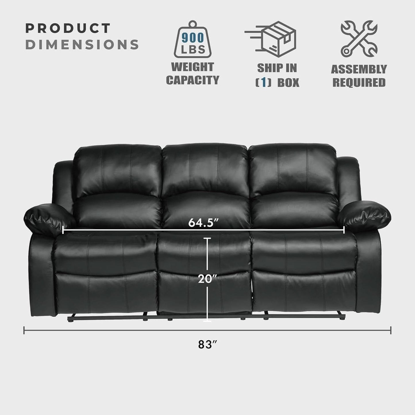 Humphreys Double Reclining Loveseat Black Faux Leather
