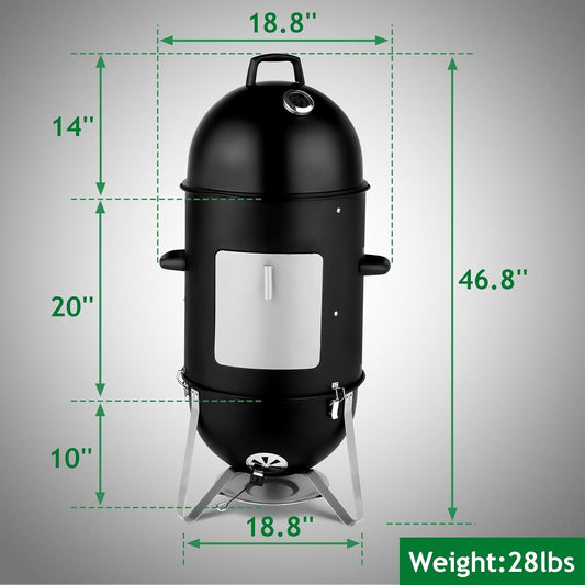 Vertical Charcoal Grill With Integrated Thermometer