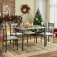 Grey Faux Marble Dining Table Set For 4 With Padded Chairs
