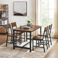 Dining Chair Set of 4 Rustic Brown Chairs With Metal Frame