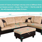 Beige 105 Inch L Shaped Sectional Sofa With Storage Ottoman