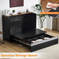 Queen Murphy Bed With Black Integrated Charging Stations Led Lighting