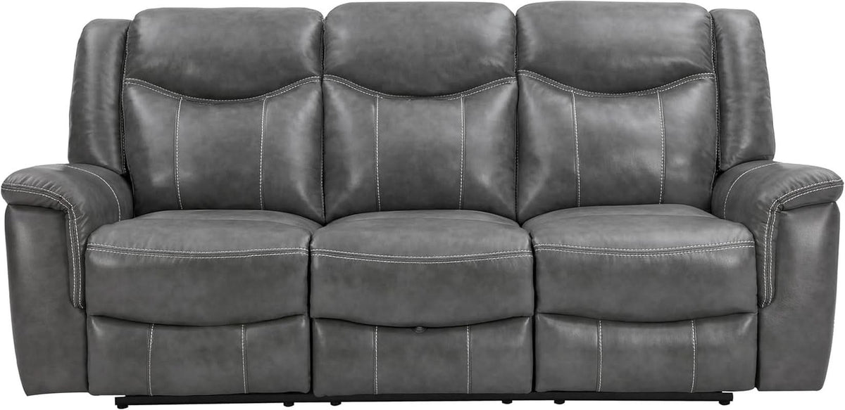Charcoal Upholstered Reclining Sofa With Power Outlet
