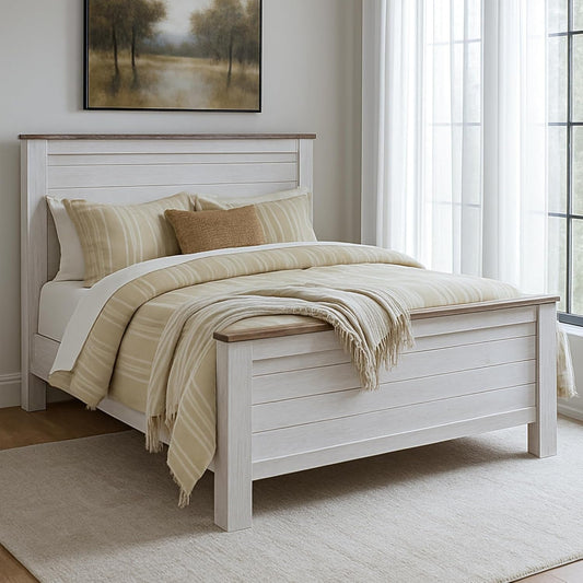 Signature Design Willowton Queen Panel Bed White wash