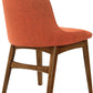 Orange Fabric and Walnut Wood Dining Side Chairs Set of 2