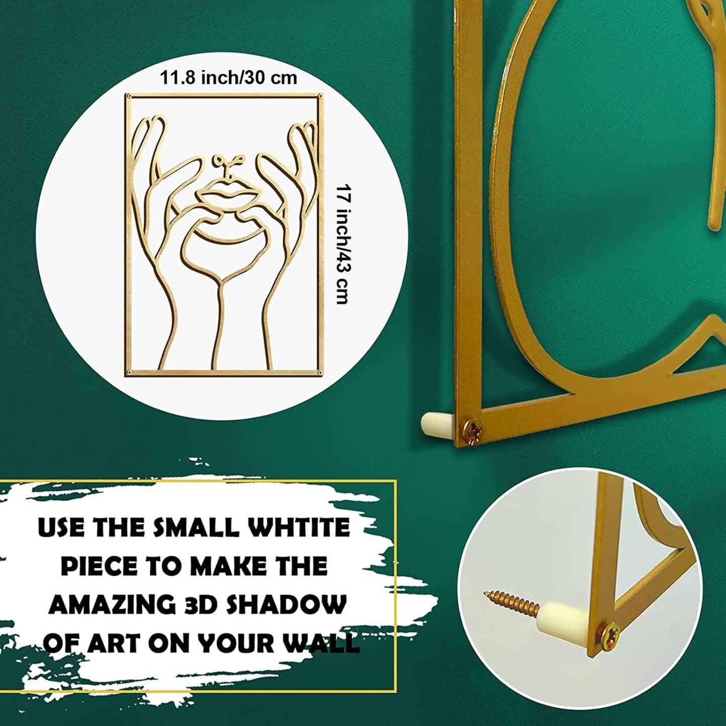Gold Abstract Minimalist Sculptural Wall Art 17x11.8