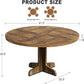 Round Dining Table 47 Inch Brown Matte Textured Finish