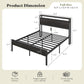 Full Standard Size Bed Frame With Storage Headboard