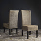 Grey Wicker Dining Chair 18 Inch Rattan Cotton Upholstery