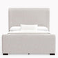 California King Platform Bed Stone Beige Upholstered