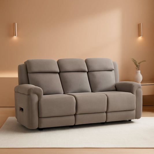 Power Reclining Khaki Sofa For Modern Living Room Spaces