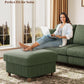 Emerald Corduroy Storage Ottoman 25 Inch Cushioned