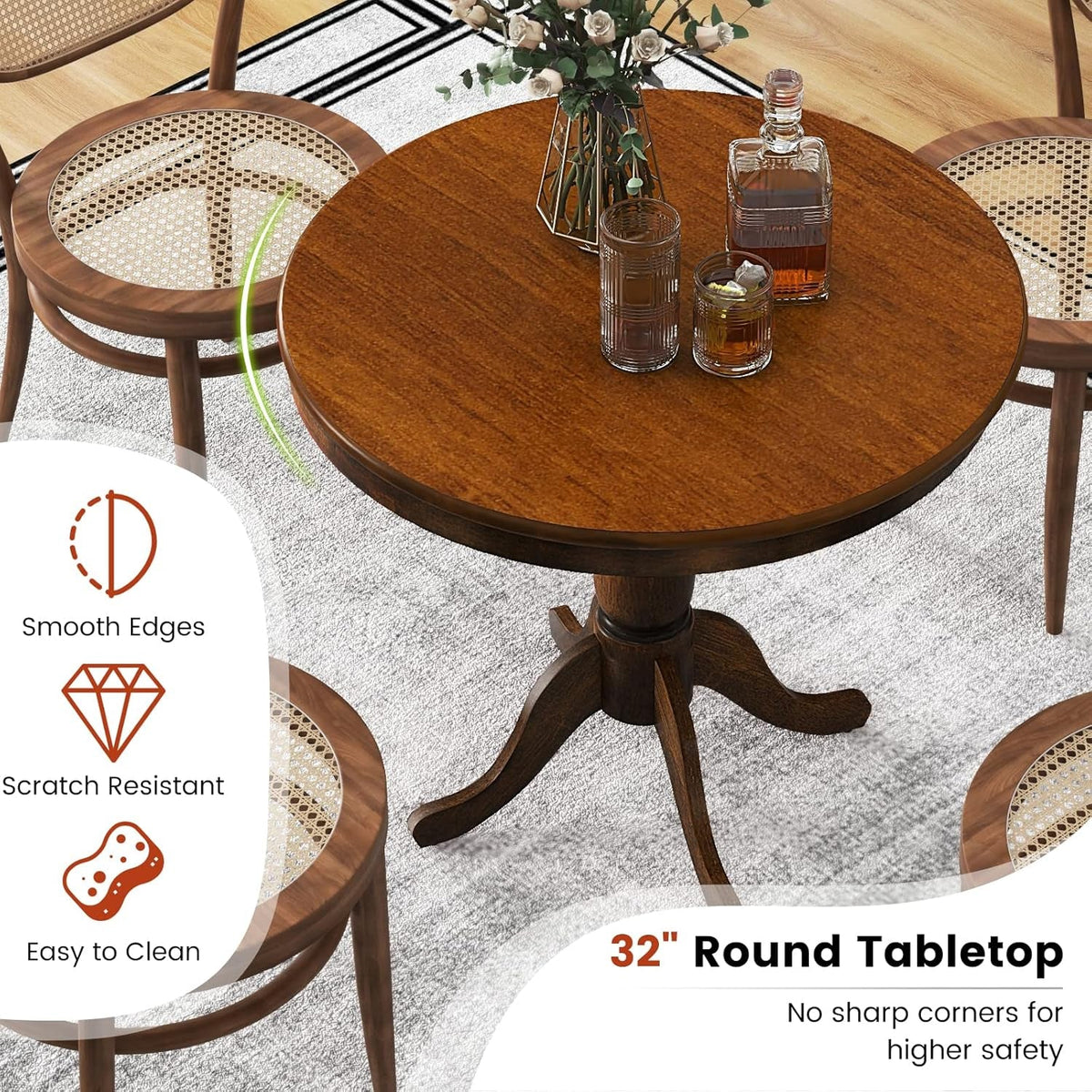 Dark Walnut Round Dining Table 32 Inch Diameter Pro Finish