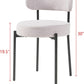 Round Upholstered Boucle Dining Chair Grey With Black Legs