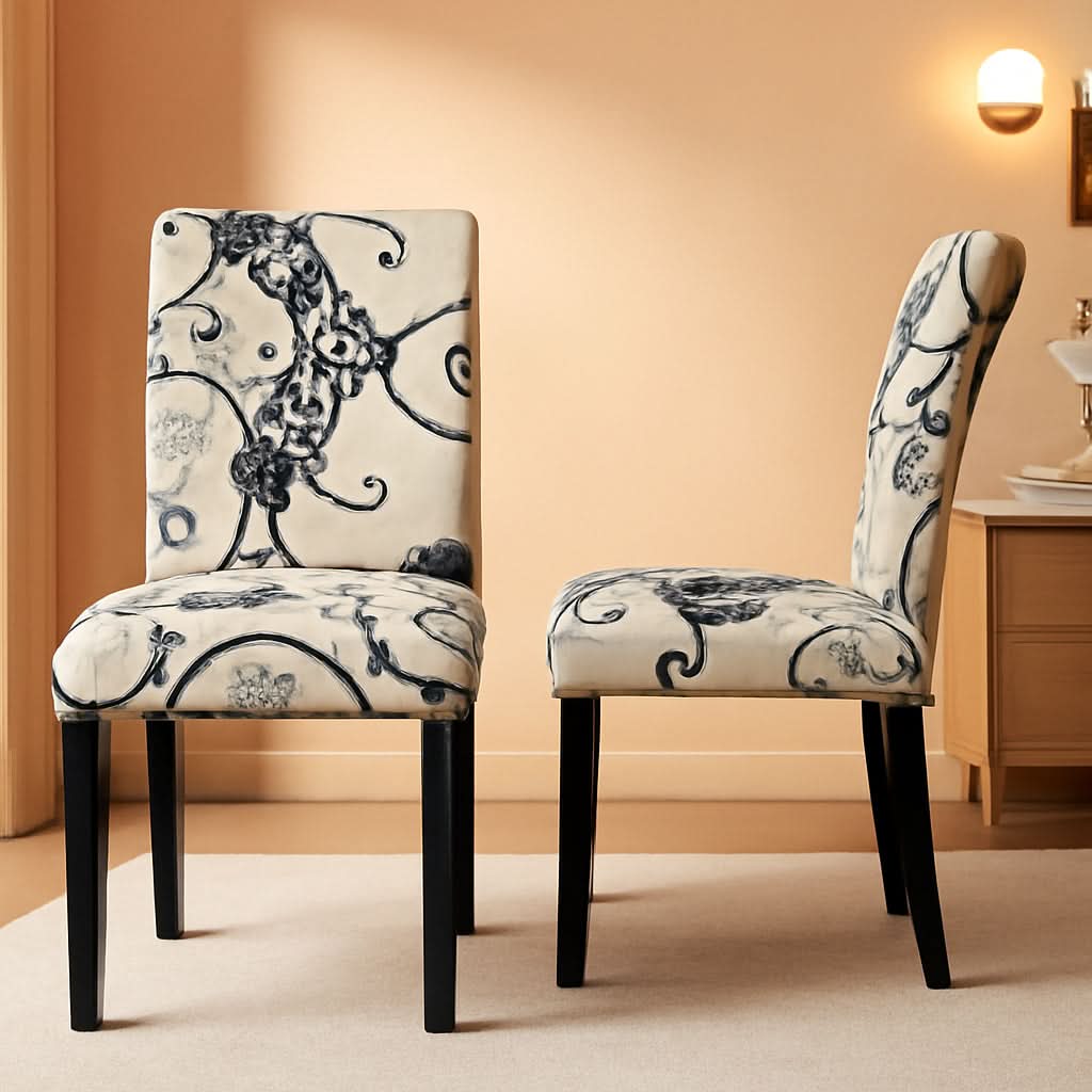 Luxurious Upholstered Tufted Dining Chairs Set Two
