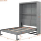 Retractable Gray Murphy Bed With Space Saving Shelves-1