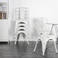 Stackable Distressed White Metal Dining Chairs For Indoor Outdoor Set Of 4