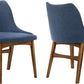 Azalea Blue Fabric and Walnut Wood Dining Chairs Set of 2