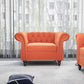Three Piece Orange Sectional Sofa Set Tufted Living Room