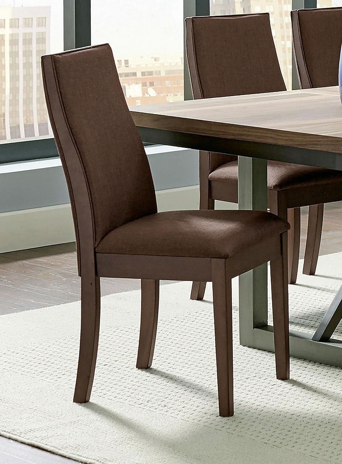 Chocolate Upholstered Ergonomic Dining Chairs Set 2