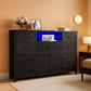 Charcoal Nine Drawer Wardrobe TV Stand With LED Lighting