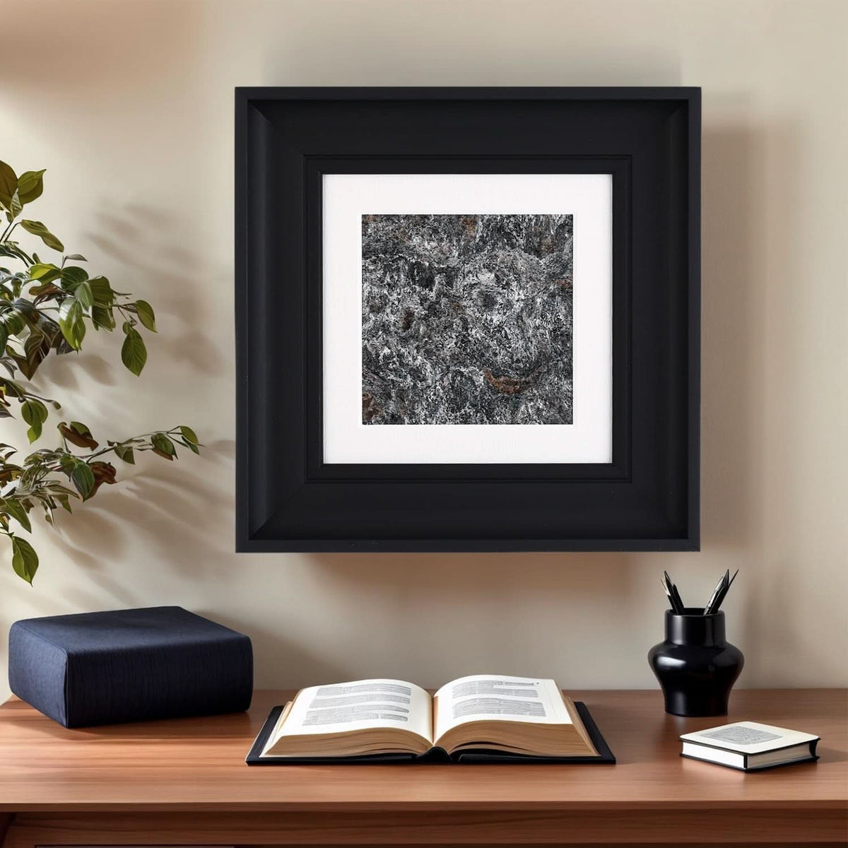 Framed Premium Natural Marble Wall Art 14x14 Inches