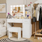 White Vanity Desk With Illuminated Cosmetics Storage