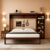 Queen Horizontal Murphy Bed With Desk Walnut Finish-0