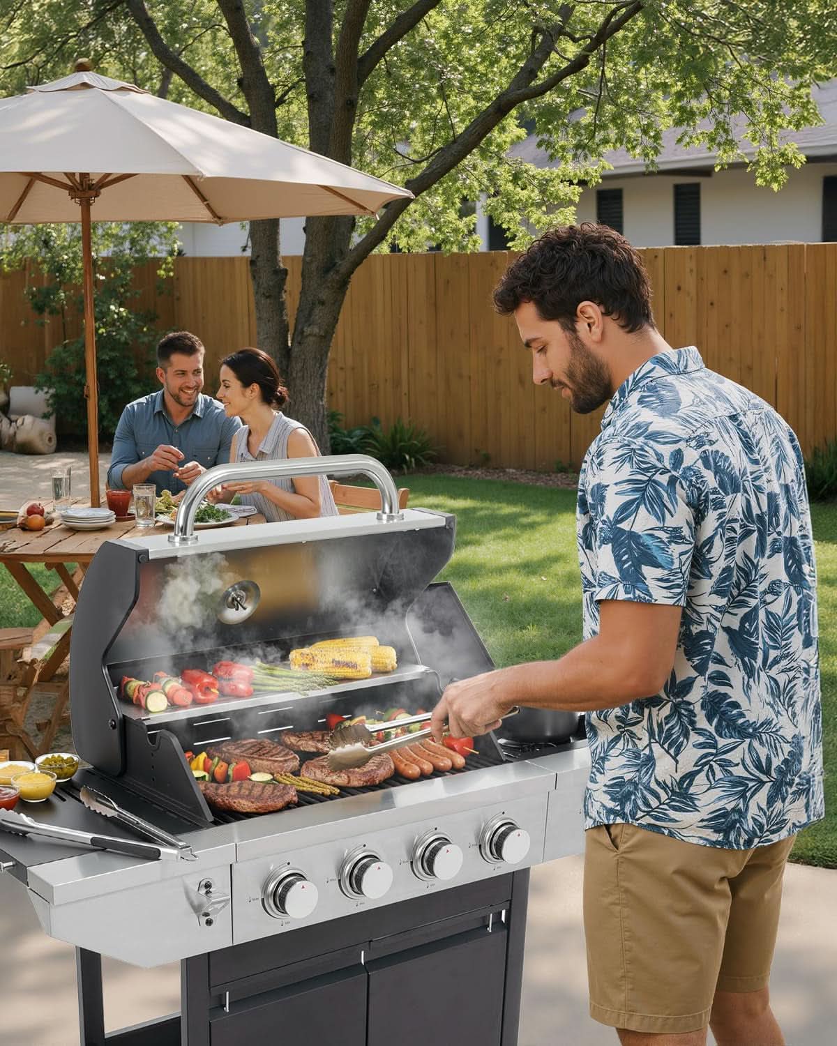 Four Burner Propane Grill Professional Stainless Steel
