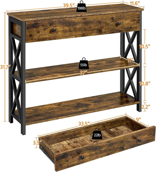 Rustic Brown TV Stand Entertainment Center 45 Inch Drawer