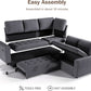 85 Inch Ultrasoft Chenille L Shaped Sleeper Couch Sofa