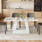 63 Inch White Faux Marble Dining Table Rectangular