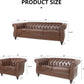 3 Piece Chesterfield Leather Sofa Set With Rolled Arms And Nailhead Trim Modern Brown Living Room Set-1