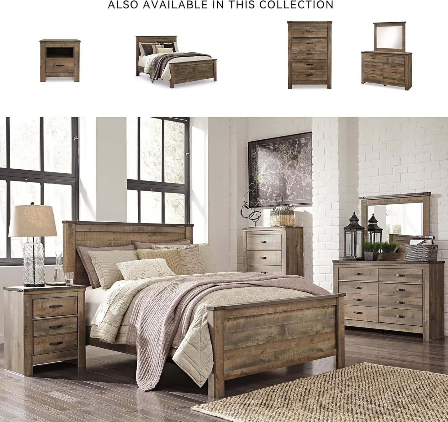 Queen Panel Bed Dark Brown Nailhead Trim Engineered Wood