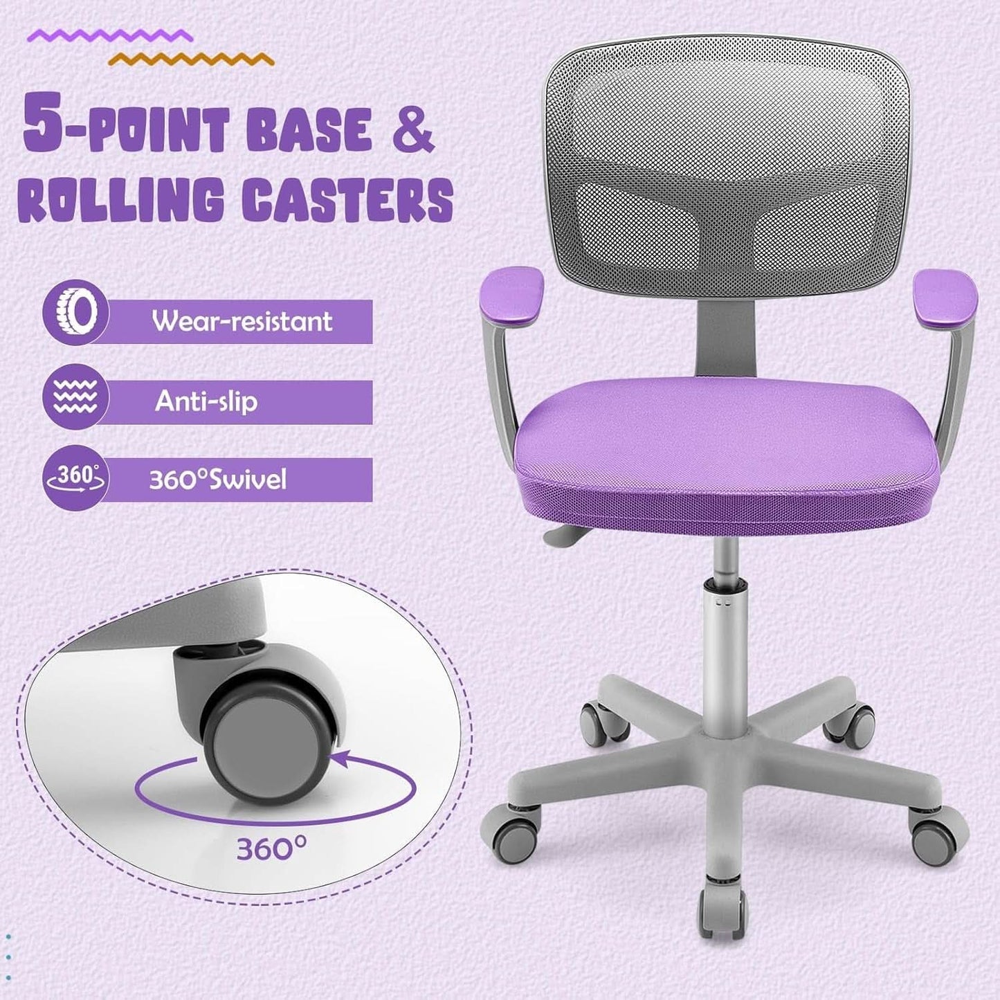 Kids Desk Chair Height Adjustable 16 To 21 Inches Violet
