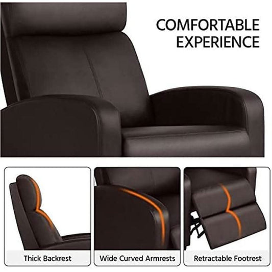 Set Of 2 PU Leather Padded Recliner Chairs For Living Room