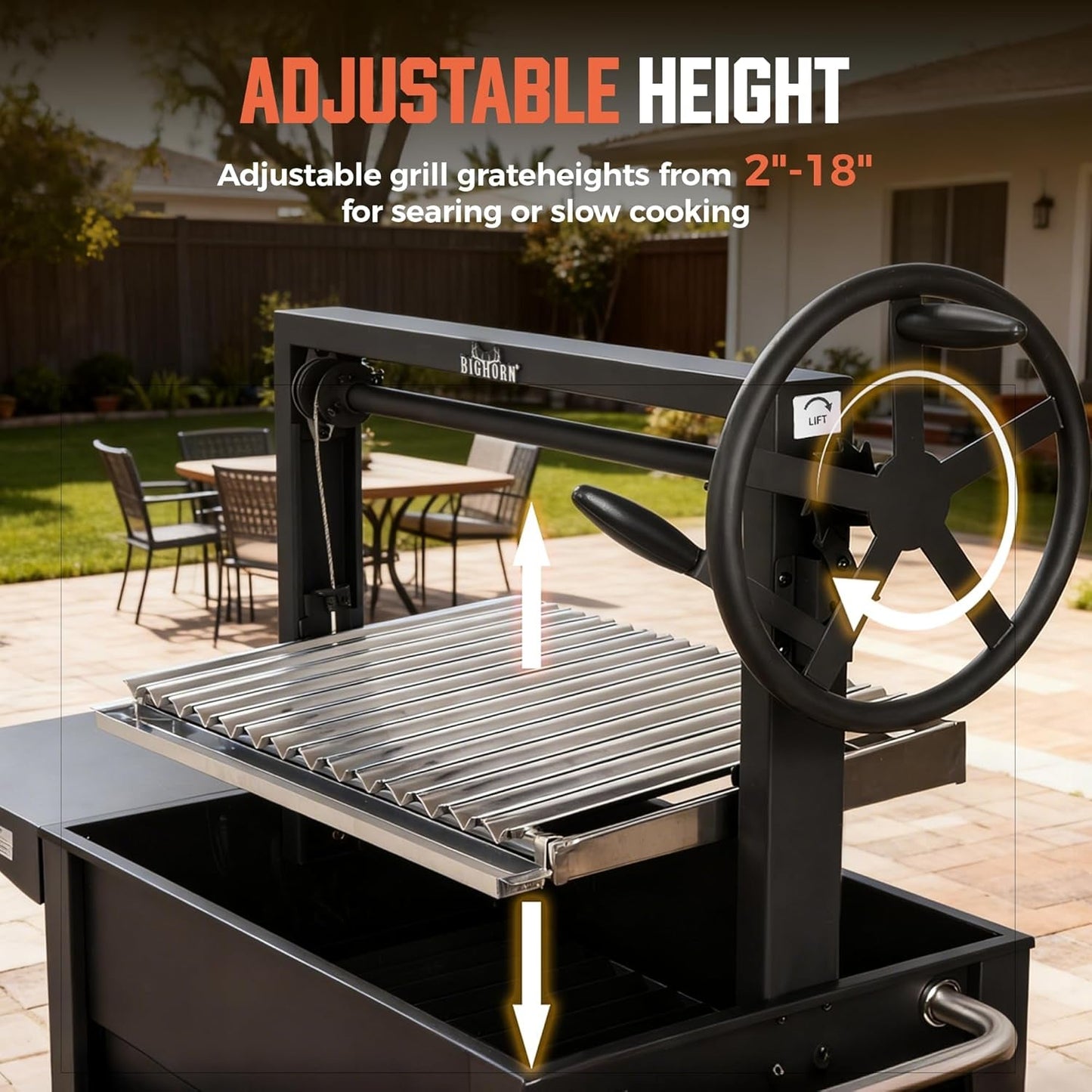 Argentine Parrilla Grill With Adjustable Height Storage